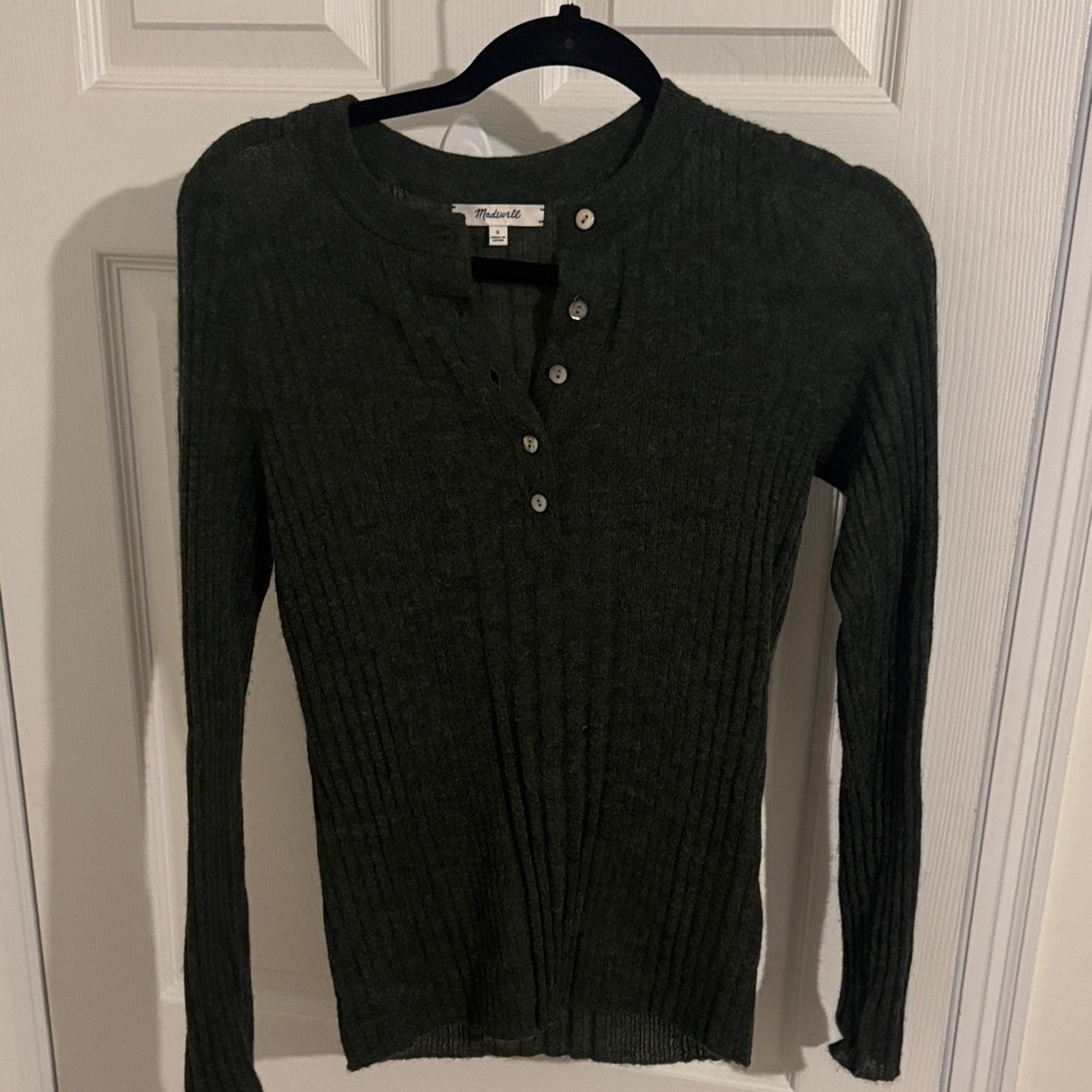 Madewell Women's Dark Green Ribbed Sweater